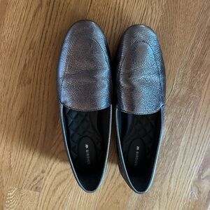 Birdies Pewter-toned Gold Loafers Sleek Slip-On Design